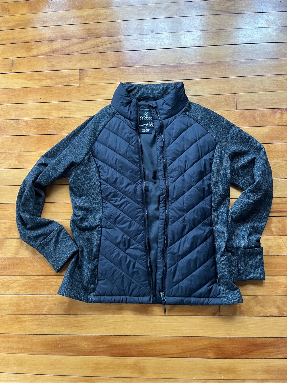 Kyodan Black Herringbone Quilted Jacket